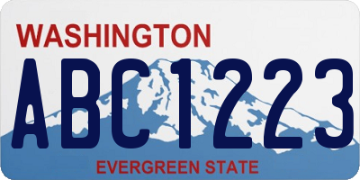 WA license plate ABC1223