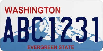 WA license plate ABC1231