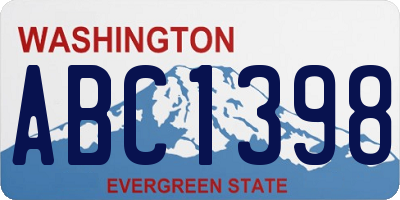WA license plate ABC1398