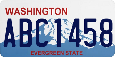 WA license plate ABC1458