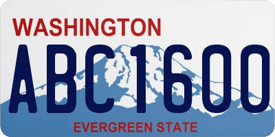 WA license plate ABC1600
