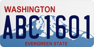 WA license plate ABC1601