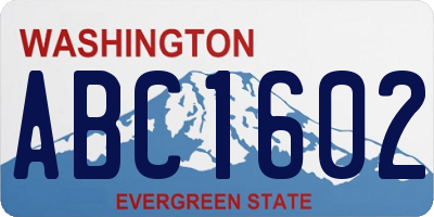 WA license plate ABC1602