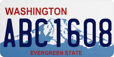 WA license plate ABC1608