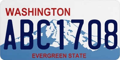 WA license plate ABC1708