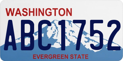 WA license plate ABC1752