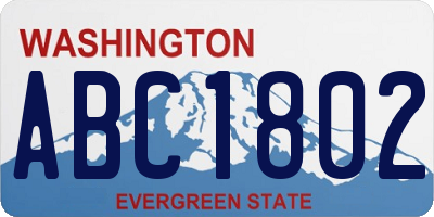 WA license plate ABC1802