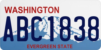 WA license plate ABC1838