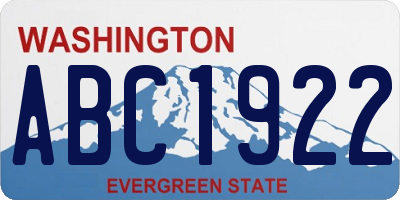 WA license plate ABC1922