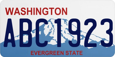 WA license plate ABC1923