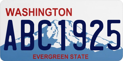 WA license plate ABC1925