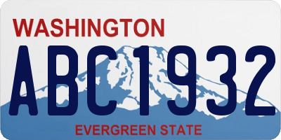 WA license plate ABC1932
