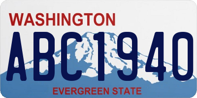 WA license plate ABC1940