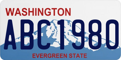 WA license plate ABC1980