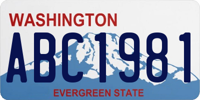 WA license plate ABC1981