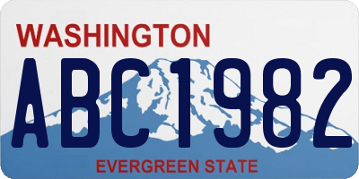 WA license plate ABC1982
