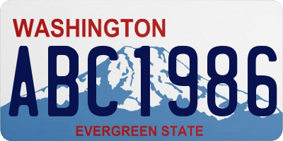 WA license plate ABC1986