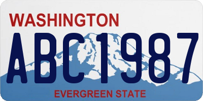 WA license plate ABC1987