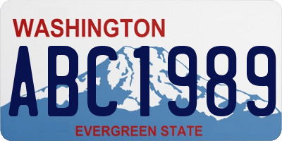 WA license plate ABC1989