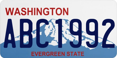 WA license plate ABC1992
