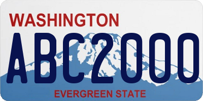 WA license plate ABC2000