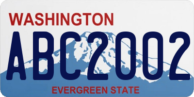 WA license plate ABC2002