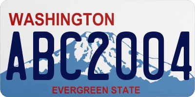 WA license plate ABC2004