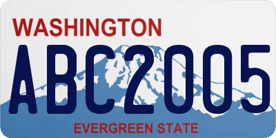 WA license plate ABC2005
