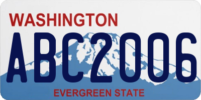 WA license plate ABC2006
