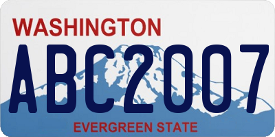 WA license plate ABC2007