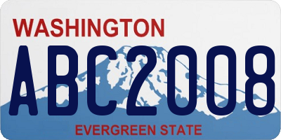 WA license plate ABC2008