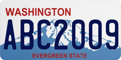 WA license plate ABC2009