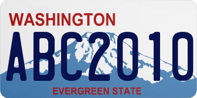 WA license plate ABC2010