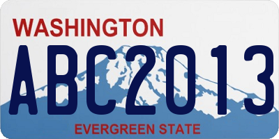 WA license plate ABC2013