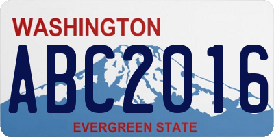 WA license plate ABC2016