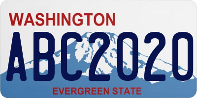 WA license plate ABC2020