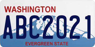 WA license plate ABC2021
