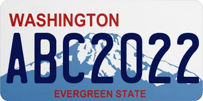 WA license plate ABC2022