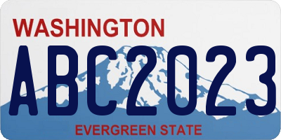 WA license plate ABC2023