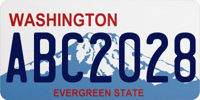 WA license plate ABC2028