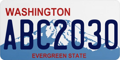 WA license plate ABC2030