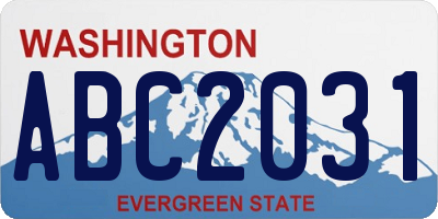 WA license plate ABC2031
