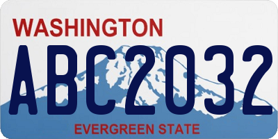 WA license plate ABC2032
