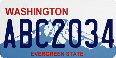 WA license plate ABC2034