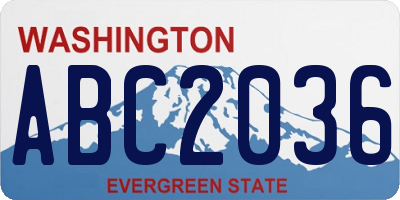 WA license plate ABC2036