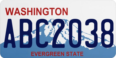 WA license plate ABC2038