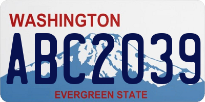WA license plate ABC2039