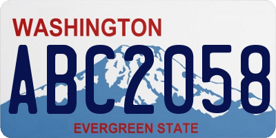 WA license plate ABC2058