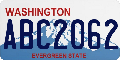 WA license plate ABC2062