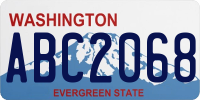 WA license plate ABC2068